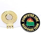 WUSUTE Dumpster Fire Golf Ball Marker, Dumpster Fire Response Team Magnetic Ball Marker Hat Clip, Everything is Fine Golf Accessories for Men and Women Golf Lovers