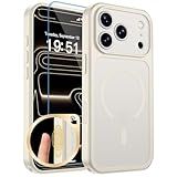 zapica Magnetic for iPhone 17 Pro Case, Upgraded [Camera Control Button] [Full Camera Protection] [with 1 Screen Protector] Translucent Matte Shockproof Protective Phone Cover, Creamy White
