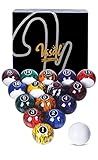 VSSAL Billiard Balls Set Pool Table Balls Marble-Swirl Style 16 Ball Set