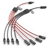 CASMAN Solar Panel Connectors Y Branch 1 to 4 Parallel PV Adapter Cable Tool-Free, Extra Long Solar Panel Splitter 1000V Cable for Most Conventional Type Solar Connectors(M/FFFF and F/MMMM)