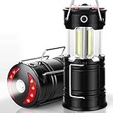 2 Pack Camping Lanterns Camping Accessories USB Rechargeable and Battery Powered 2-in-1 LED Lanterns, Hurricane Lights with Flashlight and Magnet Base for Camping, Hiking, Emergency, Outage