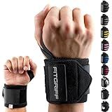 Fitgriff® Wrist Wraps for Weightlifting (18") Heavy-Duty Support for Gym, Bench Press, and Pushups (1 Pair) - for Men and Women (Black)