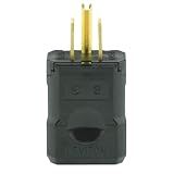 Leviton 15 Amp, 125 Volt, Industrial Grade, Plug, Straight Blade, Grounding, Python, 5256-VB, Black