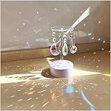 6 Pieces Auto-Rotating Crystals Suncatcher, Sun Catchers with Rotating Base, Pendant Ornament Colorful Crystal Rainbow Maker Prisms for Window Home Wedding Party Christmas Garden Decor (color1)