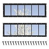 NOTASA Shed Windows 2 Pack, Transom Windows 10" x 35" with Tempered Glass, Garage Doors Window for Shed, Chicken Coop, Playhouse, Household (Black)