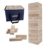 GOTHINK Giant Tumble Tower Game, Large Tumbling Tower Stacking to Over 4 FT 54pcs Wooden Jumbo Blocks for Outside Yard Games with Carry Case Timber Stacking Game Night Toy Gift for Kids Adults Family