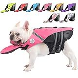 Dog Life Jacket, French Bulldog Life Vest for Swimming Boating, Dog Swim Vest with Chin Float and Rescue Handle, High Flotation Puppy Life Jackets (Chest Girth: 17" to 30", Weight: 17" to 28" LB)