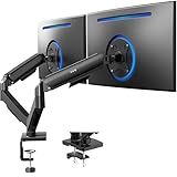 VIVO Dual Monitor up to 32 inches and 19.8 lbs per Screen, Pneumatic Arm Desk Mount, Articulating Counterbalance, VESA Stand, Classic, STAND-V002O