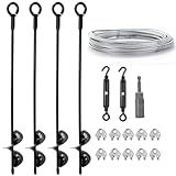 hannger 4 Pack 18" Ground Anchors Shed Anchor Kit with 1/8" Galvanized Cable & Turnbuckles, Heavy Duty Earth Anchors for Sheds Canopy Gazebo Dog Runs Carport Tent