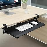 DQCGLY Keyboard Tray Under Desk, Slide Out Computer Keyboard & Mouse Tray with C Clamp-on Mount Easy to Install,30" W（Including Clamps） X 12" D Large Size,Black