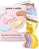 grace & stella Under Eye Mask Variety Pack - 18 Pairs of Under Eye Patches for Dark Circles - With 6 Colors (3 Pairs/Color) - Valentines Gift Bags - Gel Masks Puffy Eyes for Women, Vegan Cruelty Free