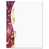 Sheet Music Letter Papers-25 Sheets of colorful, One-Sided Framed Letter Paper for Newsletters, Announcements, and Invitation