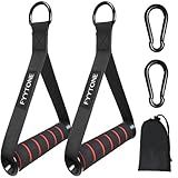 FYYTONE Gym Exercise Handles, Replacement Handle Attachments for Cable Machine, Resistance Band and Strength Trainer, Pull Down Workout Accessories, Heavy Duty Handle with 2 Carabiners for Home Gym