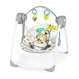 Bright Starts Playful Paradise Portable Compact Automatic Baby Swing with Music, Unisex, Newborn +