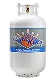 Flame King YSN-301 30 Pound Steel Propane Tank Cylinder with Type 1 Overflow Protection Device Valve DOT and TC Compliant, White