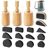 3 Pcs Coffee Cup Pottery Molds 3. 3'', 3. 6'', 3. 9'' Curved Plaster Molds with 12 Pcs Mug Handle Forms Pottery Shaping Tool 3 Sizes Wood Slump Press Mold for DIY Cup Mug Art Making (Narrow-mouthed)