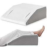 Ruqmuis Leg Elevation Pillow for After Surgery, 8inch Foam Leg Elevating Pillow for Swelling and Blood Circulation, Leg Wedge Pillow for Sleeping, Knee Pillow for Knee Hip Ankle Pain Relief, White