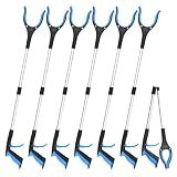 6 Pack Trash Grabber Tool, 32 Inch Heavy Duty Litter Picker Upper with Two-Section Foldable Design, Reacher Grabber Pickup Tool for Outdoor Community Cleanup, Volunteers & Property Maintenance, Blue