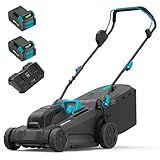 MightyMow 2x20V 17.9 inch Electric Lawn Mower Cordless, Brushless Push Lawn Mower with 6-Position Cutting Height Adjustment, 2x4.0Ah Battery & Dual Charger Included