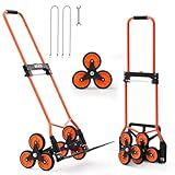 VEVOR Stair Climbing Cart 260 LBS, Portable Folding Aluminum Trolley Dolly for Stairs with Telescoping Handle, 6 Mute Wheels & 2 Ropes, Stair Climber Dolly for Home, Groceries, Warehouse