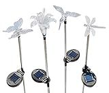Solaration KB1041 Black Stake Solar Flower, Hummingbird, Butterfly and Dragonfly Garden Stake Lights, 4-Piece