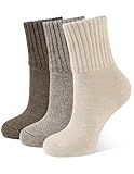 CLOSEMATE Boot Socks for Women Winter Thick Socks Warm Crew Socks Gift for Women 3 Pairs(Coffee Assorted-001)