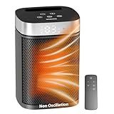 Small Portable Space Heater for Indoor Use - VOCRS 1500W PTC Electric Heater with Thermostat, Remote Control, 12H Timer, Eco and Fan Mode, Rapid and Safe Heating for Bedroom, Office