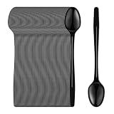 Plastic Spoons, 8.25" Long Handle Spoon, Black Sturdy Ice Cream Spoons, Disposable Spoons for Cocktail Stirring Dessert Milkshakes Ice Cream (48 Pack)