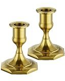 Viuieyid Brass Gold Candle Holders Set of 2, Elegant Metal Candlestick Holders for Weddings,Dining, Special Events, Taper Candle Holders as Table Centerpiece Home Decor Festive Candle Stick Holder