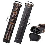 elraxw Pool Cue Case 3x5 Leatherette Hard Pool Cue Case Billiard Pool Stick Case with 4 Zippered Pockets, Embroidery Design, Holds 3 Butts and 5 Shafts