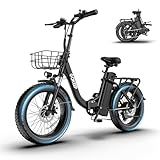 GOKEEP 1300W Folding Electric Bike, 75 Miles PAS Range, 52V 13Ah Removable Battery, 20" Fat Tire & Front Suspension Electric Bicycles, 20MPH 7-Speed Commuter Ebike, Max 330LBS, UL2849 Certified, Black