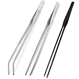 CRITTZOO 3Pcs Reptile Metal Feeding Tongs, Snake Tank Long Tweezers Fit Bearded Dragon Tarantula Spider Gecko Lizard Frog Turtle Ball Python Aquarium Terrarium