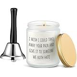 Newtay 2 Pcs Funny Get Well Gift for Women Men Post Surgery Recovery Gift Include Hand Call Bell and Lavender Scented Candle Cheer up Present for Women Men Friend(White,Funny Words)