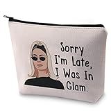 BLUPARK RHONY Inspired Gift Sorry I'm Late I Was In Glam Makeup Bag Real Housewives Gift (I Was In Glam)