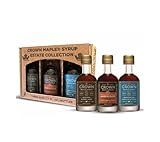 Crown Maple Premium Trio Collection in Petite 50ML (1.7 Fl. Oz.) Window Box featuring Amber Color, Bourbon Barrel Aged, and Madagascar Vanilla Infused Organic Maple Syrup