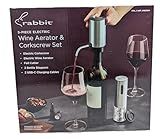 Rabbit Electric Wine Tool Set - 5-Piece Wine Accessory Collection - Aerator, Corkscrew, Cutter, Stoppers, Charging Cables