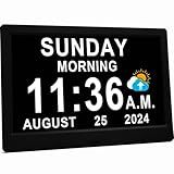 11.5 Inch Extra Large Digital Clock with 19 Alarms, Loud Talking Time, 20 Custom Reminders, Auto DST, 10-Level Auto Dimmer, Day Date Calendar Clock for Seniors Dementia Alzheimers', with Remote
