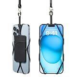 Kinizuxi 2 Packs Cell Phone Lanyard Crossbody Adjustable Neck Phone Holder with Card Pocket, Universal Silicone Neck Strap Phone Lanyards for Around the Neck Compatible with Most Smartphones