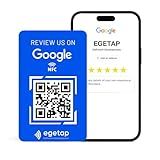 Egetap NFC Google Review Cards, Blue PVC, 3.5x2 Inch, Business Marketing Tool with QR Code for Customer Feedback (Blue, 1)