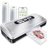 Vacuum Sealer Machine with AirLock ProSeal System, 10-in-1 Vacuum Sealer for Food, Dry & Moist Modes, Compact Design with Digital Timer, Built-in Cutter & Roll Storage, Stainless Steel