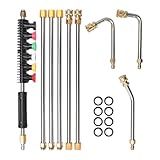 SEPLY Pressure Washer Extension Wand Upgrade, 9 Pack Power Washer Lance with 6 Nozzle Tips, 30°,90°,120° Curved Rod, 1/4" Quick Connect, 4000 PSI