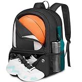 YOREPEK Basketball Backpack, Lightweight Basketball Bag with Ball Holder & Shoes Compartment, Sports Backpack Training Equipment Fit Soccer Volleyball Football