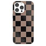 VELVET CAVIAR Checkered Phone Case for iPhone 16 Pro Max - Compatible with MagSafe [10ft Drop Tested] - Cute Protective Cover for Women - Mocha Brown Black