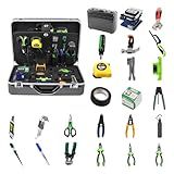 KomShine Fiber Optic Multifunctional ToolKit FTTH TFS-40D, Fusion Splicing Assembly/Termination/Installation Tool Kit W/FC-6SOEM Cleaver + VFL + OPM with 7 Wavelengths + Cable Strippers Wire Cutters