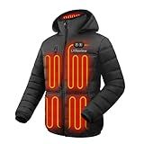LYReview Unisex Heated Jacket with Rechargeable Battery Included, Outdoor Cozy Soft Waterproof Heating Coat for Men and Women, Black, L