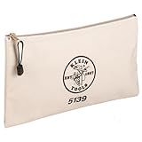 Klein Tools 5139 Zipper Bag, Canvas Tool Pouch to 12.5 x 7 x 0.7 -Inch with Heavy Duty Brass Zipper Close, Natural