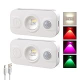 DAMI Motion Sensor Step Light with 7 Colors, USB Rechargeable, Dimmable Warm White Night Light for Bedroom, Kitchen, Staircase, Cabinets – 2 Pack LED Cabinet Lighting, 600mAh Battery
