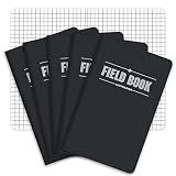 Elan Publishing Company Field Notebook/Pocket Journal - 3.5"x5.5" - Black - Graph Memo Book - Pack of 5