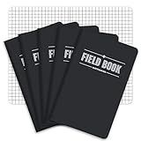 Elan Publishing Company Field Notebook/Pocket Journal - 3.5"x5.5" - Black - Graph Memo Book - Pack of 5