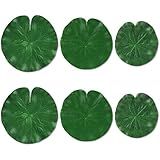 Abeillo 6Pcs Fake Lily Pads, 3 Sizes Floating Artificial Lily Pads Decorations, Realistic Pond Plants Decor for Pool Patio Aquarium Fountain